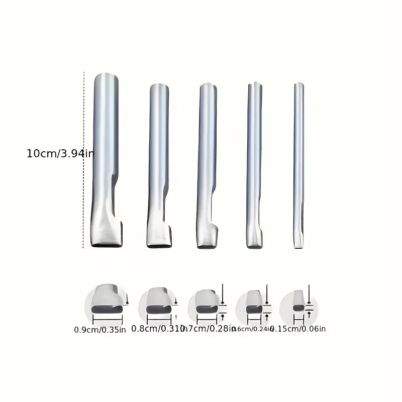 5 Pieces Oval Leather Perforator Set, Stainless Steel, 1.5-9mm, Suitable for DIY Bags, Shoes, Belts - Heavy-Duty Hand Tool Kit