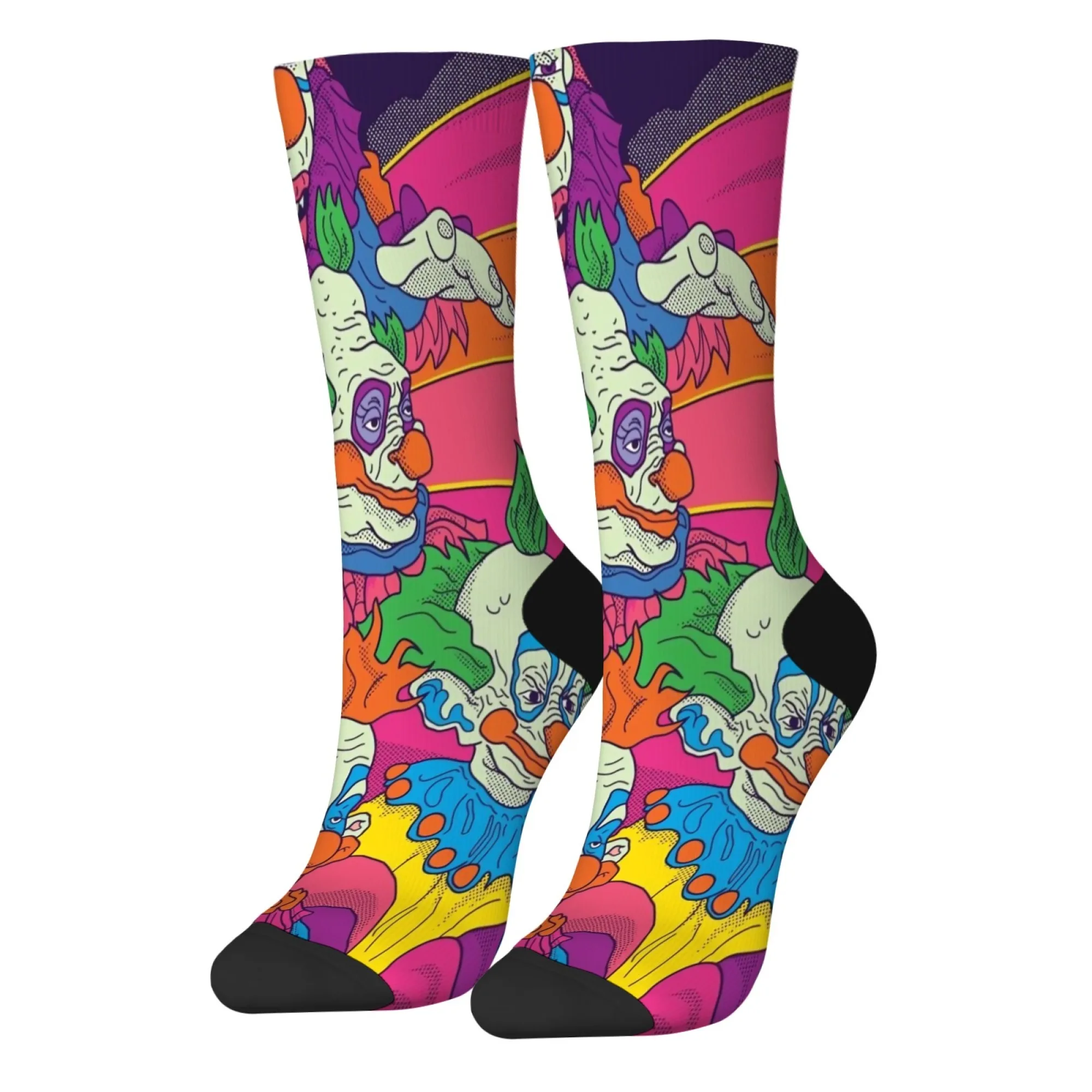 Novelty Horror Clown Pattern Casual Men's Socks Comfortable Breathable Non-slip Socks Harajuku Retro Street Crew Socks Fun Gift