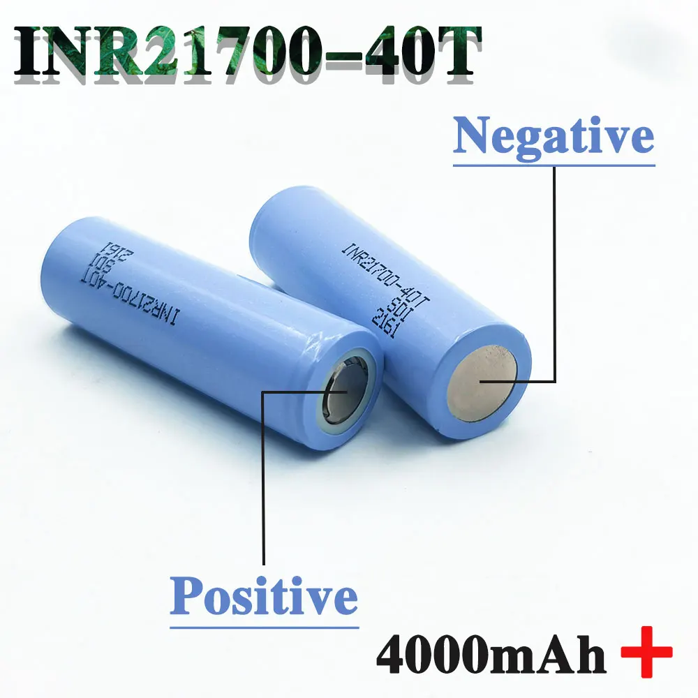 INR21700-40T Li-ion Battery 3.7V 4000mAh 30A High Drain Rechargeable Cell for Flashlight Power Tools Pack Device Use