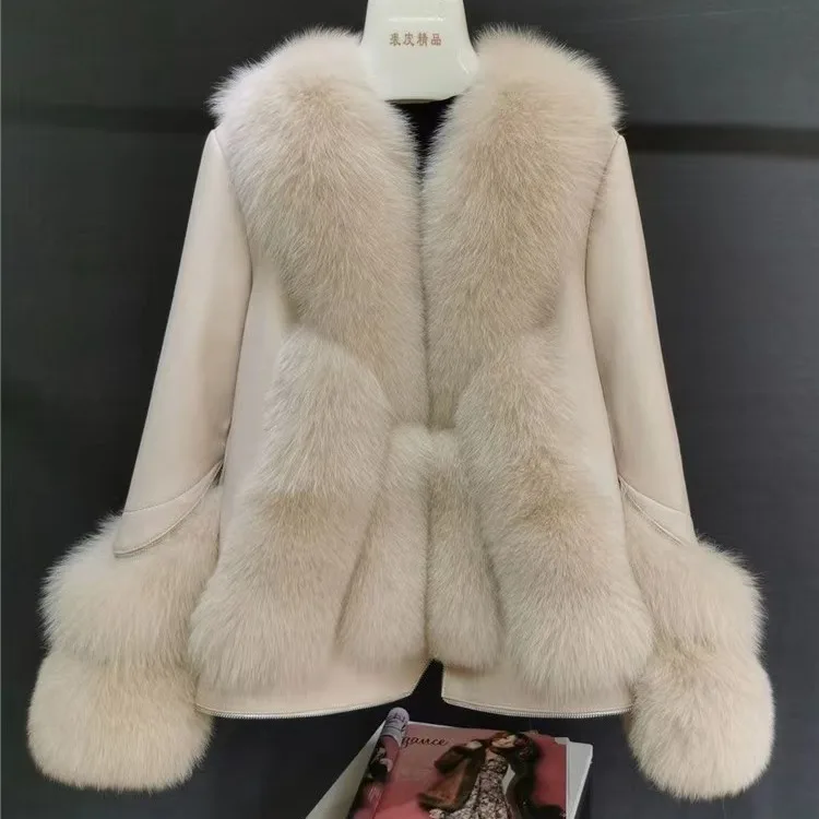 

Style Real Fur Coat 100% Natural Fur Jacket Female Winter Warm Leather Fox Fur Coat High Quality Fur Vest