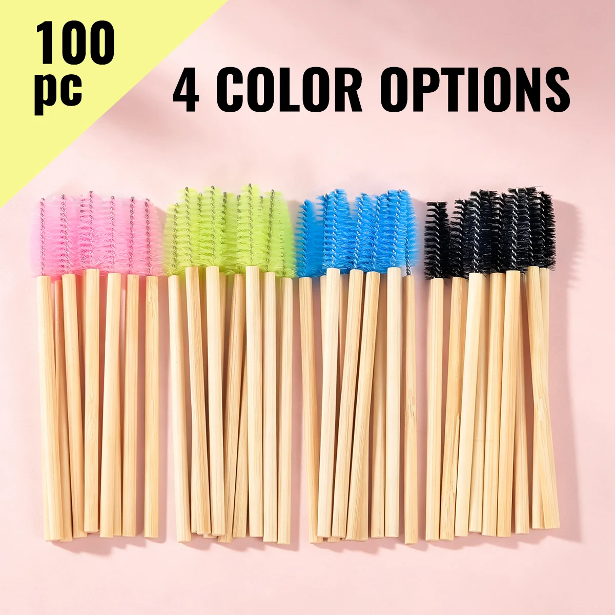 100 Pcs /Box Mascara Wands Eyelash Brush Spoolies for Eye Lash Extension Eyebrow Bamboo Stick, Women Bamboo Eyelash Brushes