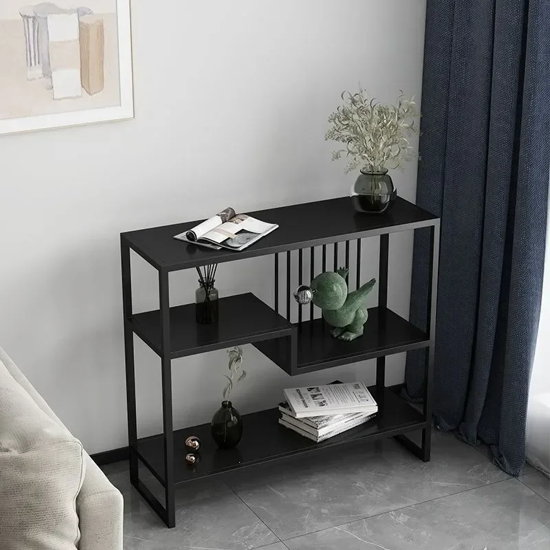 Wrought Iron Multi Layer Storage Rack Floor to Ceiling Corner Bookshelf for Living Room Balcony Entrance High Low Step Metal