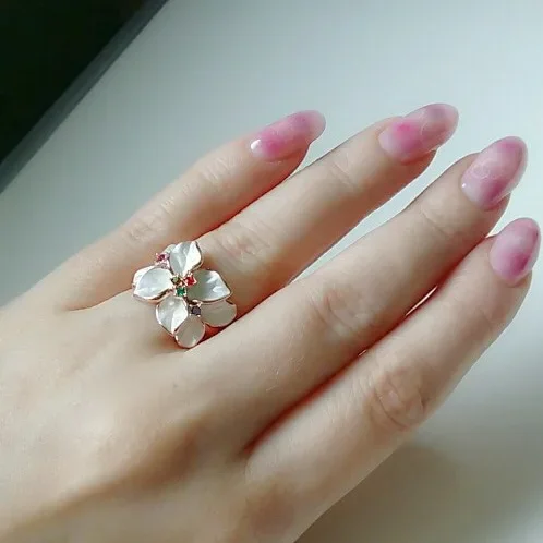 Iutopian Brand Flower Series Rings For Women Anel 3 Colors Dont Fade Anti Allergy Big Size #RG95676