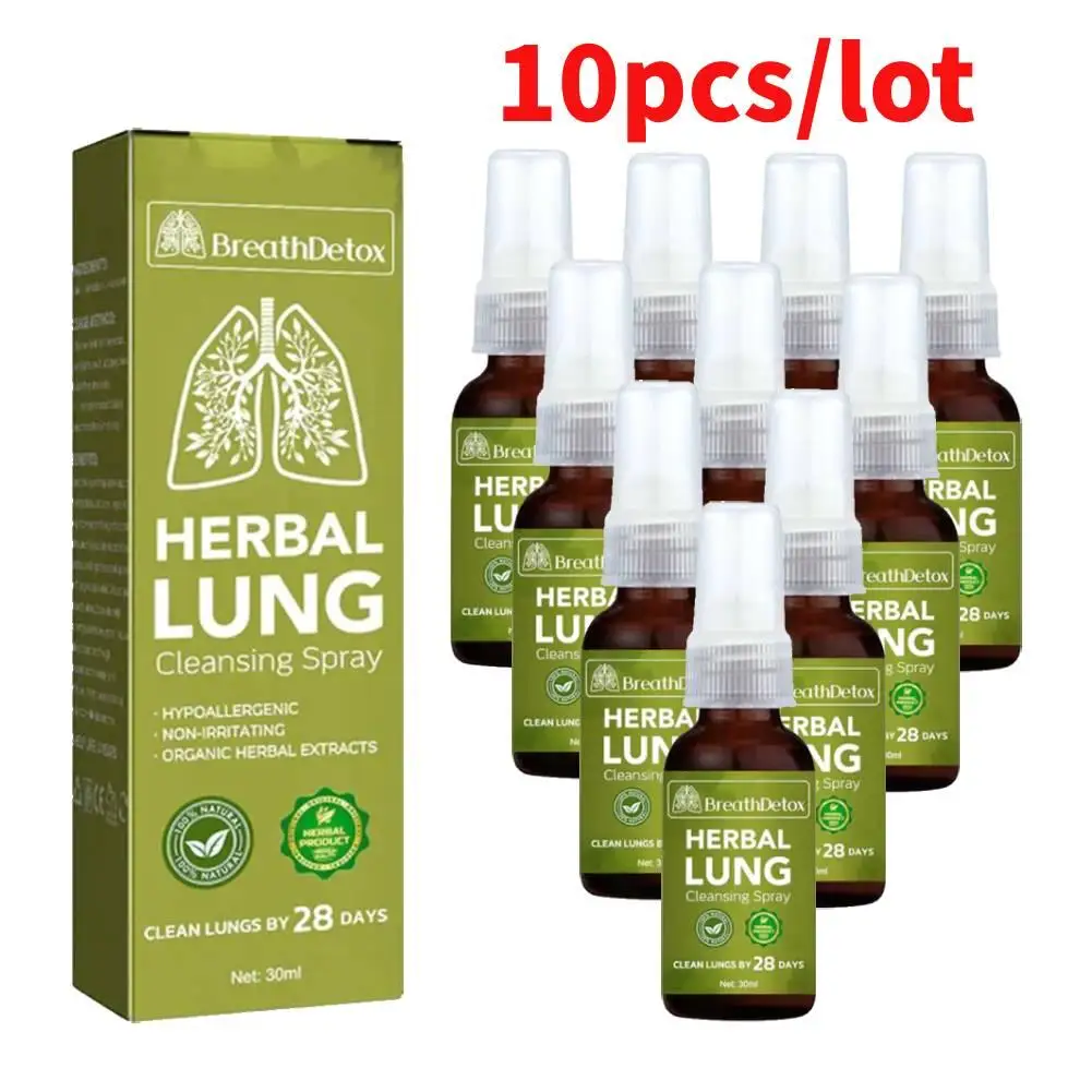 

10PCS Herbal Lung Cleansing Spray Breath Detox Herbal Lung Cleanse Spray, Herbal Lung Cleanse Mist - Powerful Lung Support