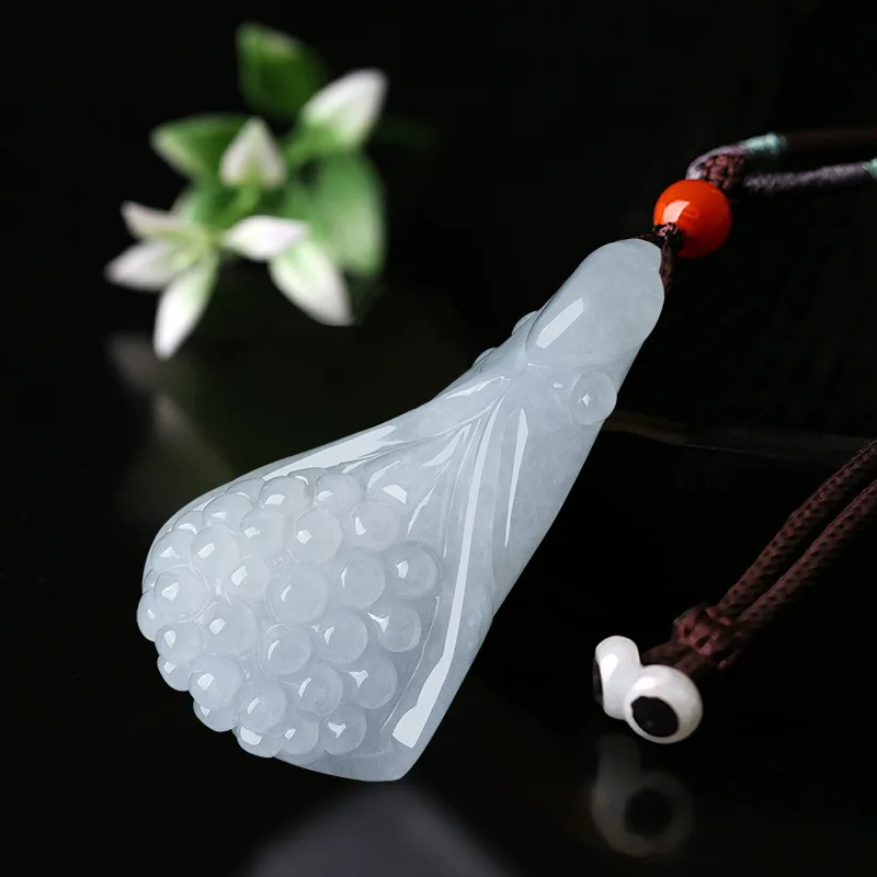 

Новый модный Duo Zi Duo Fu натуральный Мьянма А-класс жадеит орхидея кулон ледяное семян нефритовый кулон цветок кусок Sihui Jade