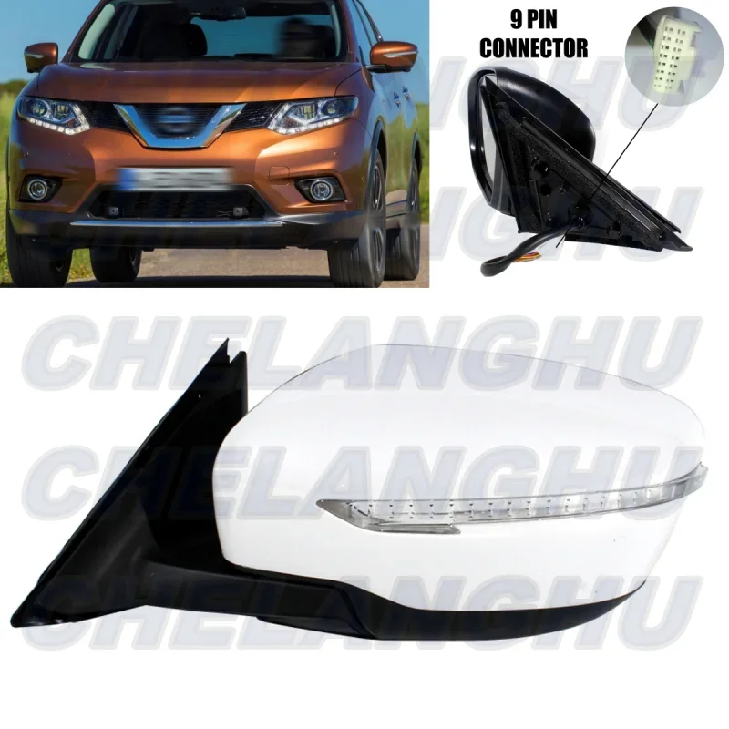 

For Nissan X-Trail T32 2014 2015 2016 2019 Left Side 9 Pins White Paintable Heated Power Adjust Power Fold Mirror Assembly