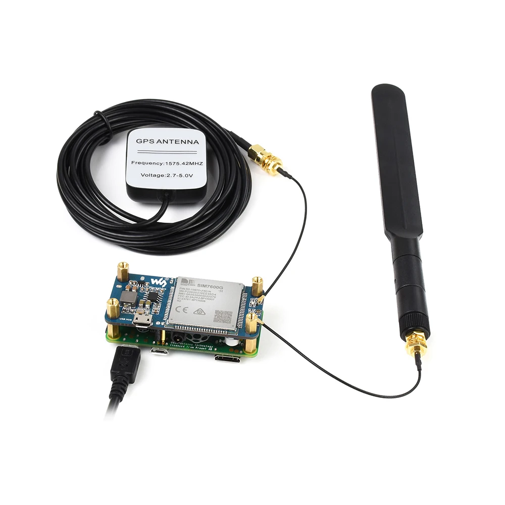 SIM7600G-H 4G HAT (B) for Raspberry Pi 4 3 Zero LTE Cat-4 4G 3G 2G Support GNSS Positioning Global Band Via Micro USB Pogo Pin