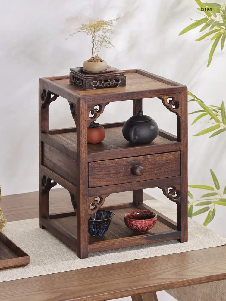 

Chinese Style Solid Wood Desktop Retro Rack Teacup Teapot Storage Rack Tea Set Storage Rack Display Stand