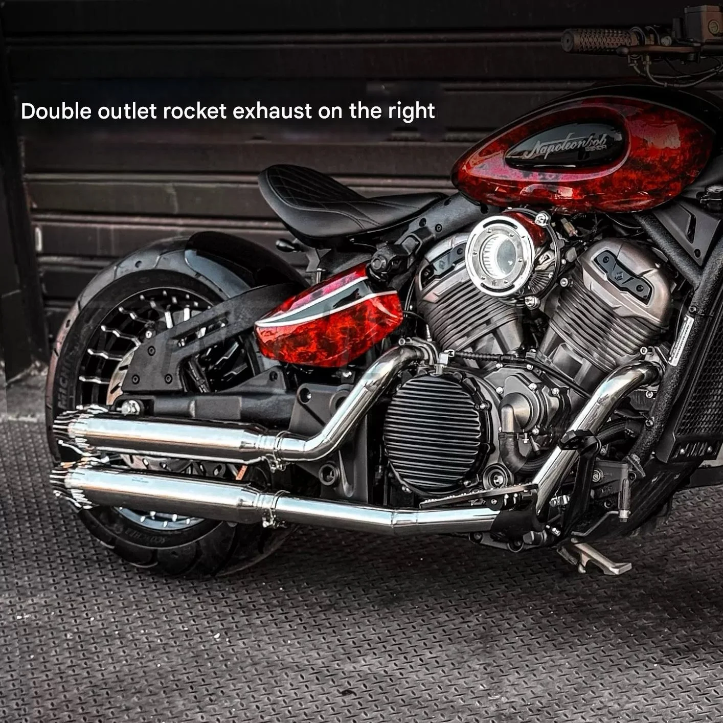 Motorcycle modification side-mounted dual rocket exhaust pipe for BENDA NAPOLEON BOB 450 450 NAPOLEON BOB