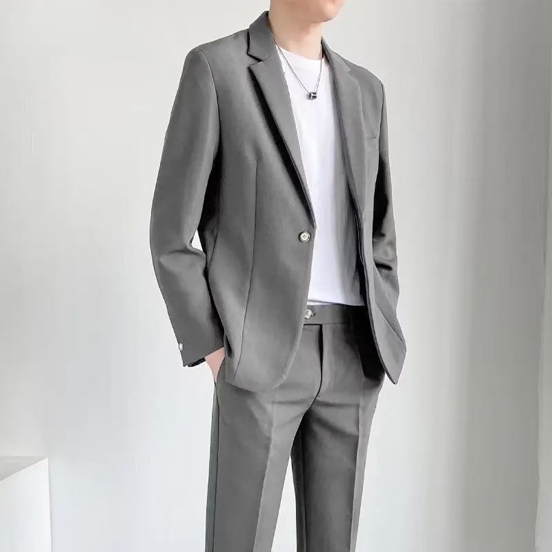 Casual Suit Men's Suit Jacket Korean Style Spring and Autumn Light Mature Small Suit Top Two-piece Set