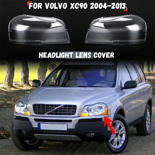 Imagen 1 del producto Cubierta de lente de faro delantero de coche para Volvo XC90 2004-2013, carcasa transparente para faro, pantalla transparente, accesorios para coche