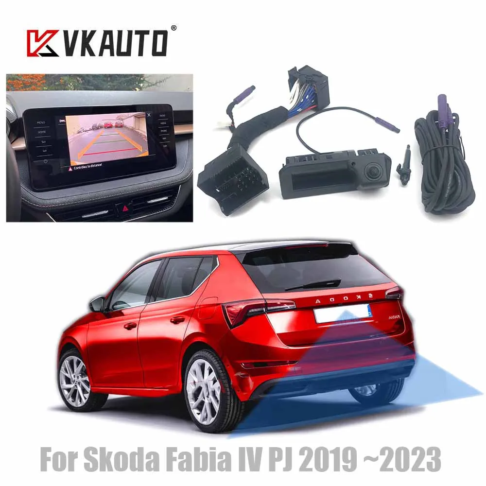 VKAUTO Canbus Dynamic Trajectory Car Camera For Skoda Fabia IV PJ 2019 ~2023 Parking backup Camera Work With MIB2 STD2 Unit