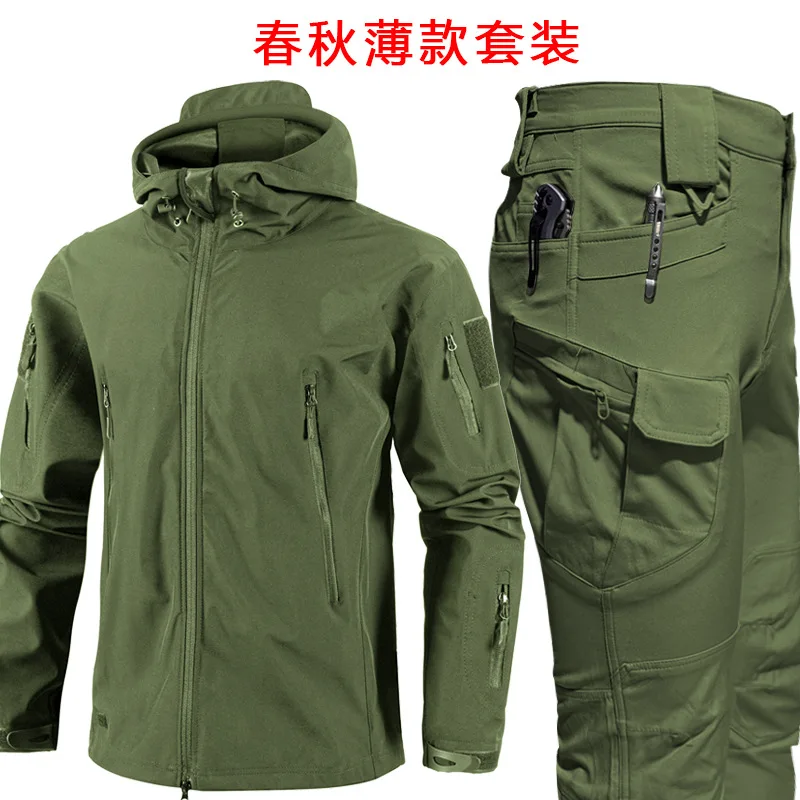 

Men's Hooded Casual Military Outdoor Utility Jacket Fashion Sharkskin Soft-Shell Tactical Waterproof Combat Bomber Jacket 2025