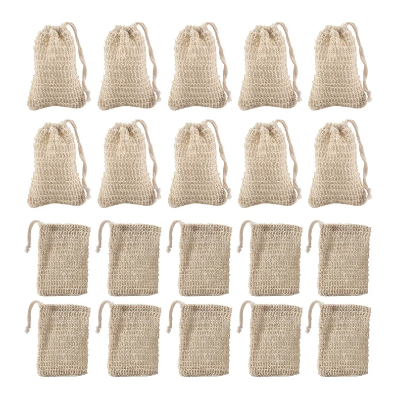 50Pcs Shower Bath Sisal Soap Bag Natural Sisal Soap Bag Exfoliating Soap Saver Pouch Holder