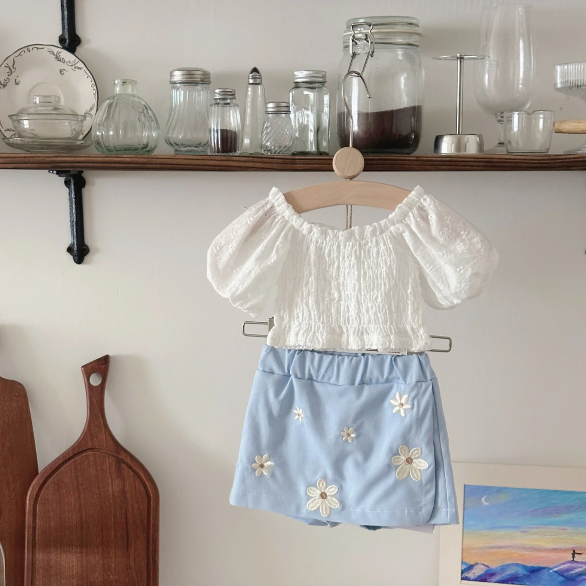 

Summer New Korean Style 6M -3Y Baby Clothes Outfits Short sleeve + Flower Embroidery Shorts Sets Toddler Costume Cute Girls Suit