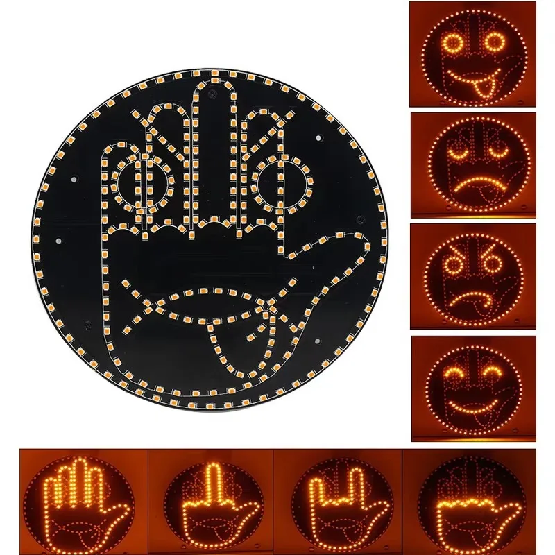 Car LED Palm Gesture Light Remote Control Middle Finger Expression Road Rage Light Auto Interior Decor Accessory