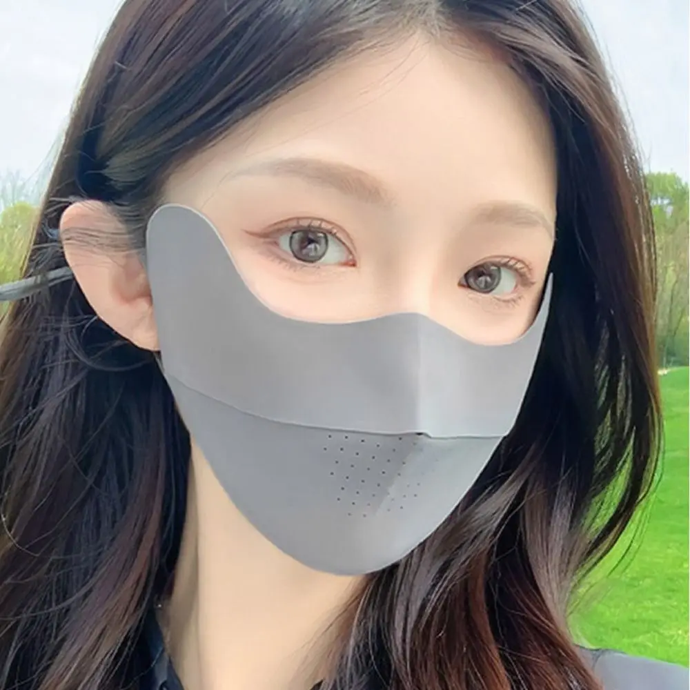 Adjustable Sunscreen Face Scarf Ice Silk Mask Face Mask Solid Color Sunscreen Mask Face Scarves UV Protection Face Cover Golf