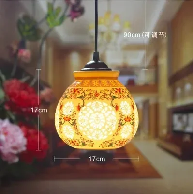 LED Pendant Light Pretty Porcelain  Chinese Style Jingdezhen Hollow Ceramic Loft Coffee Bar Restaurant Kitchen Lights