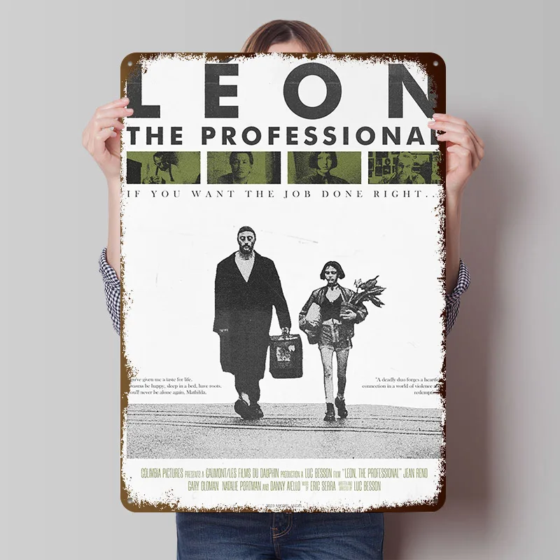 Léon: Der Profi Film Metallposter Maßgefertigte Wandkunst Retro Vintage Blechschilder für Heim-Dekoration Zimmer- und Garagendekoration