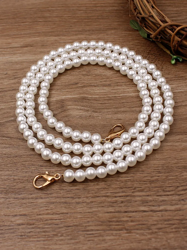 Decorative Pearl Chain Strap 8MM Women's Single Shoulder Bag Crossbody Strap Handheld Strap Bag Accessories Fashionable Bag P...