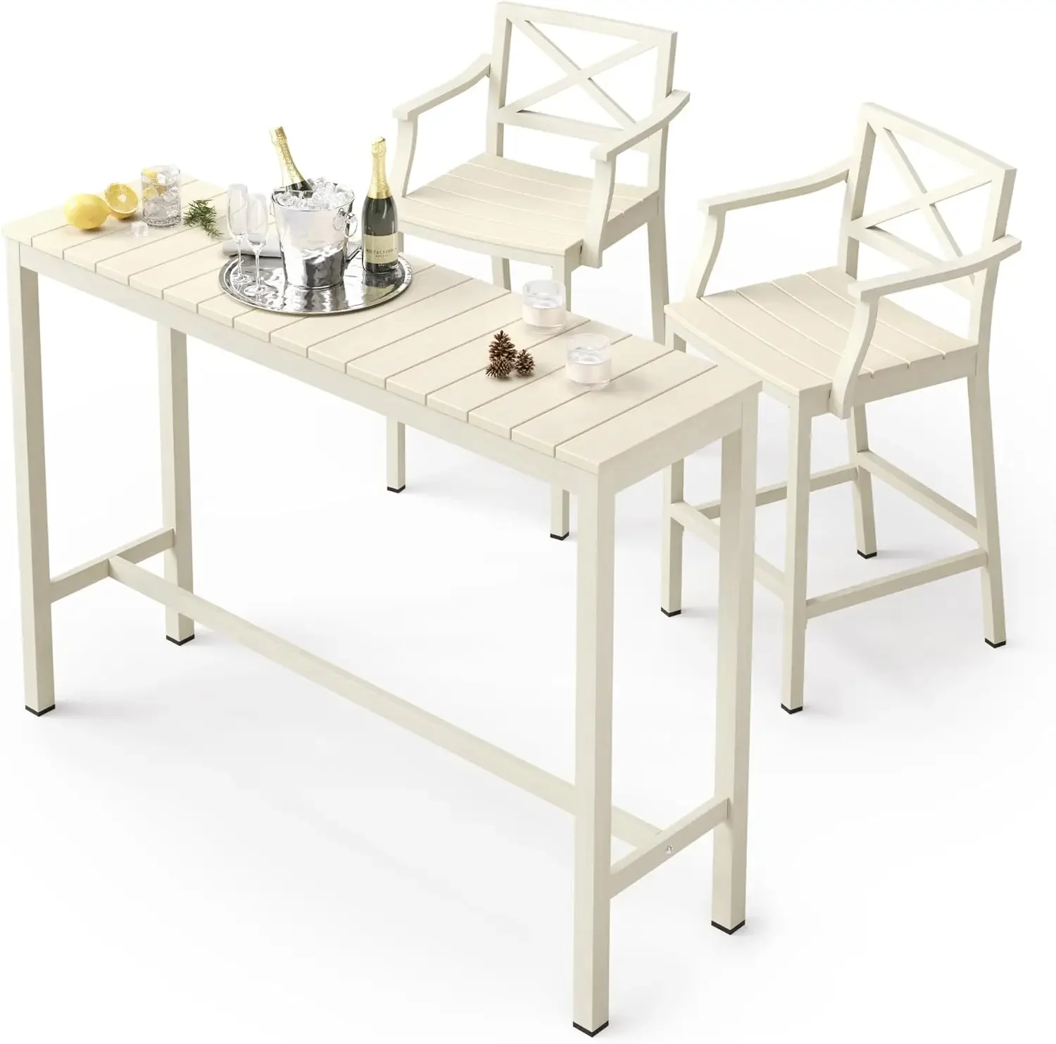 3 Piece Patio Pub Bar Set with 55