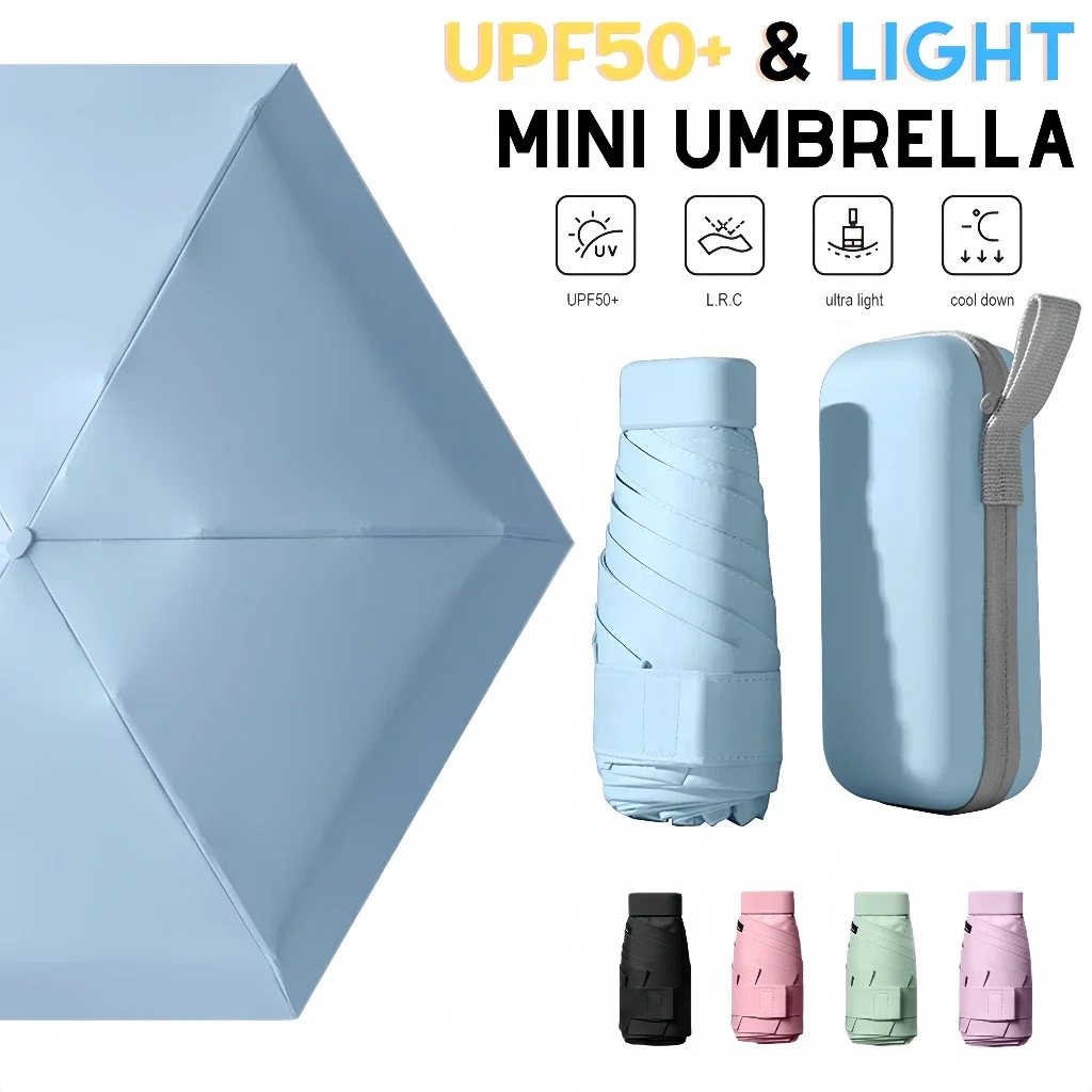 Mini-Regenschirm Kapselschirm Regen- und Sonnenschutz Tragbarer Sonnenschirm für Reisen im Freien mit Aufbewahrungsbox