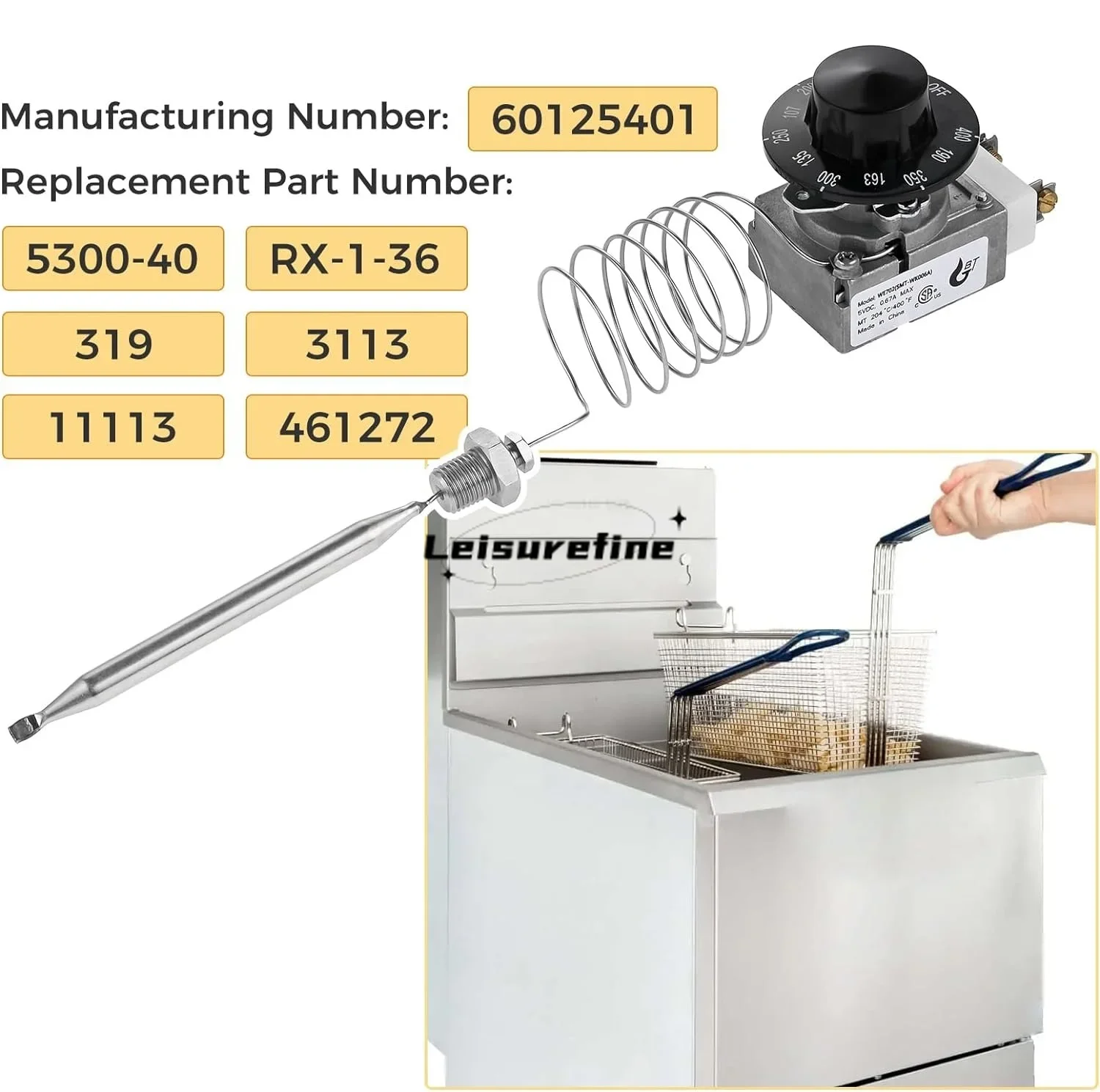 Thermostat Valve Control Knob Switch RX-1-36 60125401 for Deep Fryer Furnace Pitco 60124501 Imperial 1175 Robertshaw 1/4\