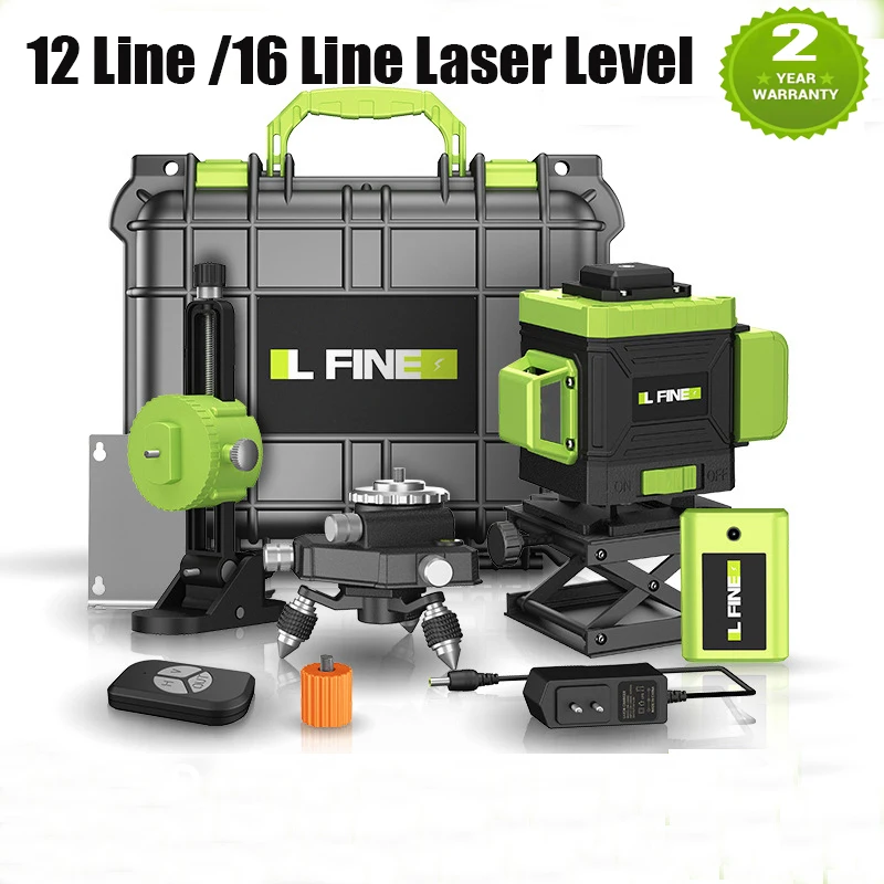 

Professional Laser Level 16 Lines 4D 12 Lines Green Laser Self-leveling 360 Horizontal Vertical Cross Powerful Beam Laser Level