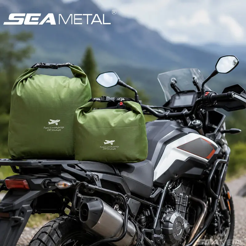 SEAMETAL Motorcycle Rolled Storage Bag 420D Oxford Large Capacity Waterproof Durable Luggage Pack for Adventure Touring Bike
