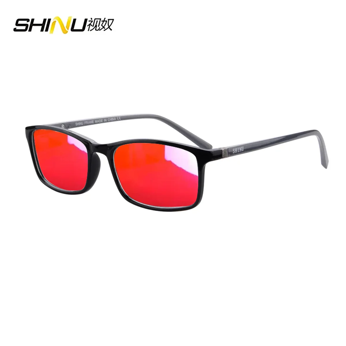 Anti Blue Light Glasses Men Square Frame Shape Red Lens Full Blocking For Good Sleep Orange For Long Time Working Anti Radiation