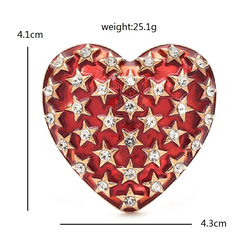 Wuli&baby Big Stars Heart Brooches Pins For Women Unisex 2-color Enamel Love Party Casual Brooch Pins Gifts