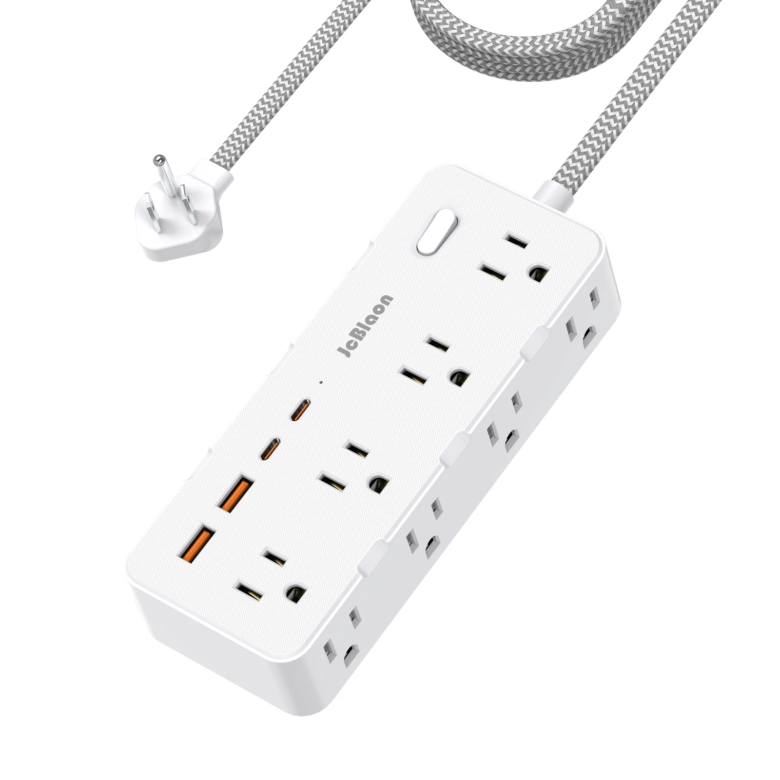 US Plug Multi Outlet 5ft Extender Power Strip 8 AC Outlets 4 USB Ports,Power Adapter Wall Socket Expander for Home Office Travel