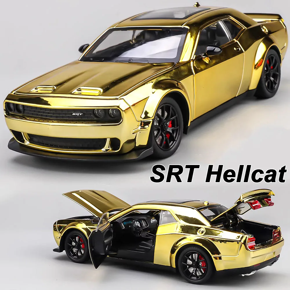 1:24 Challenger SRT Hellcat Lambor LP770 Auto sportiva in lega Diecats Modello Giocattoli Porte aperte Suono Luce Tirare indietro Regali per bambini