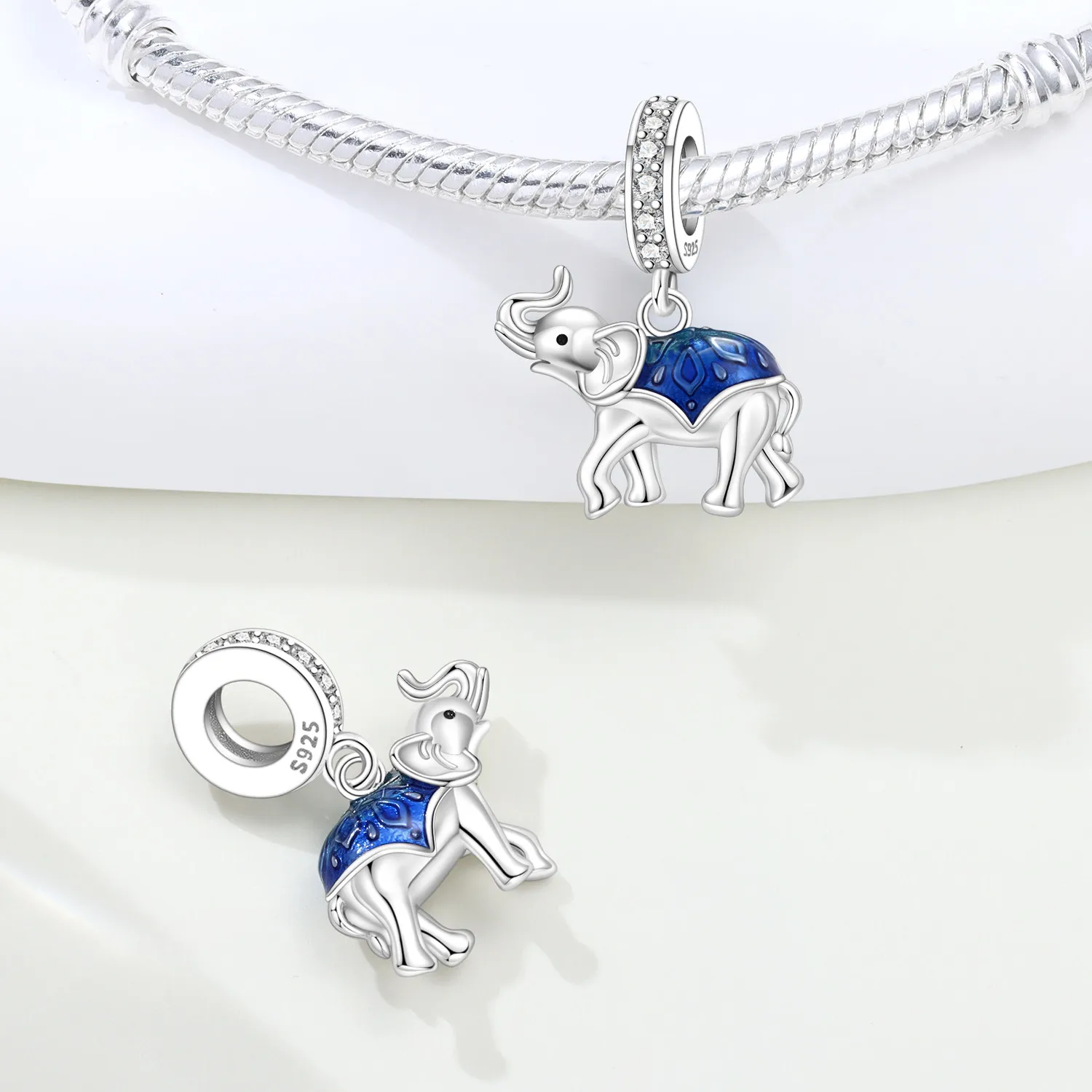 CYMYSS 925 Sterling Silver Charm Cute Animals Bead Elephant Pendant Fit Bracelets Necklace DIY Jewelry Making Party Gift