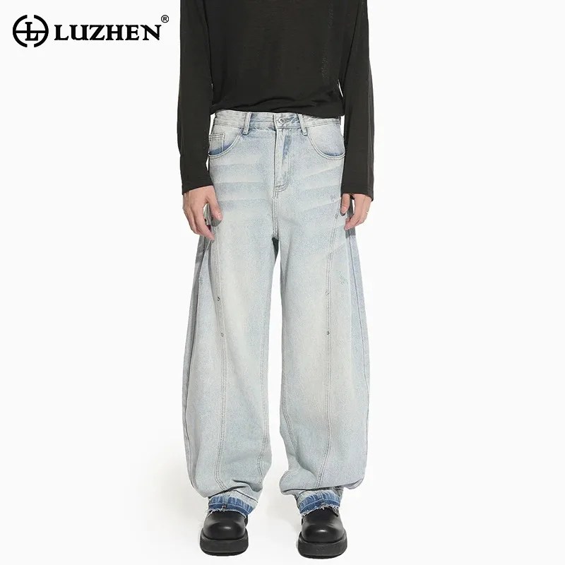 

LUZHEN 2025 новые стильные оригинальные цветные контрастные повседневные джинсы, мужские модные нишевые прямые мужские джинсовые брюки JY5130