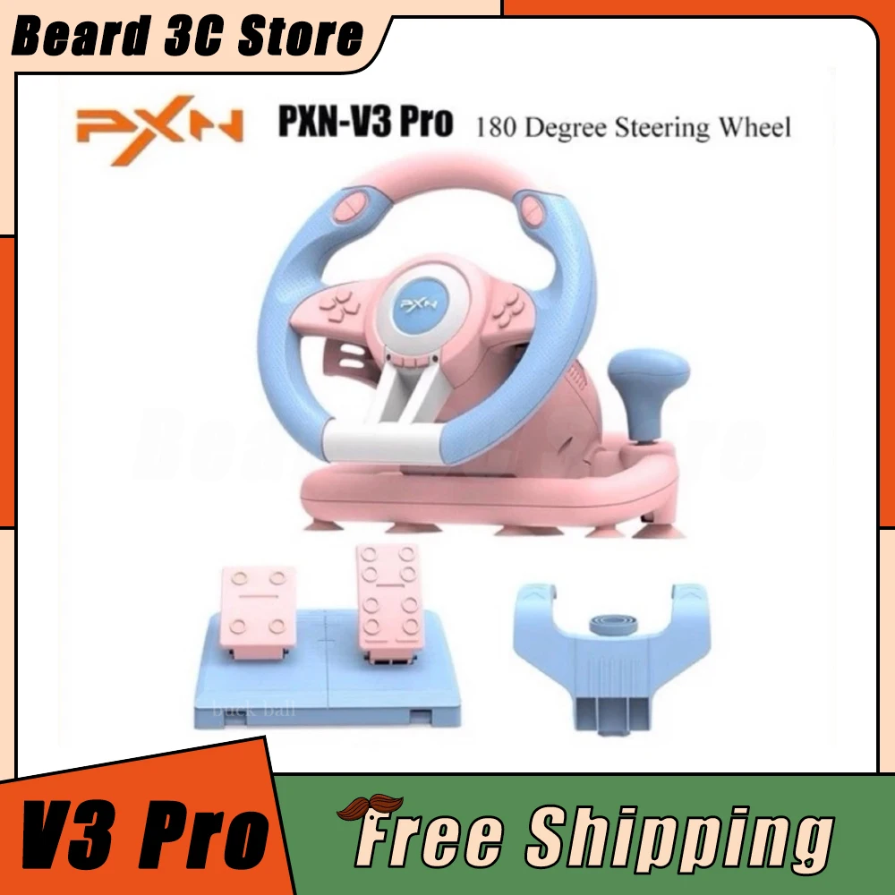 Pxn V3 Pro Game Steering Motor 180 Rotation Usb Wired Gamer Steering Wheel Controller Wheel Vibrating For Pc/Ps4/Xbox Series