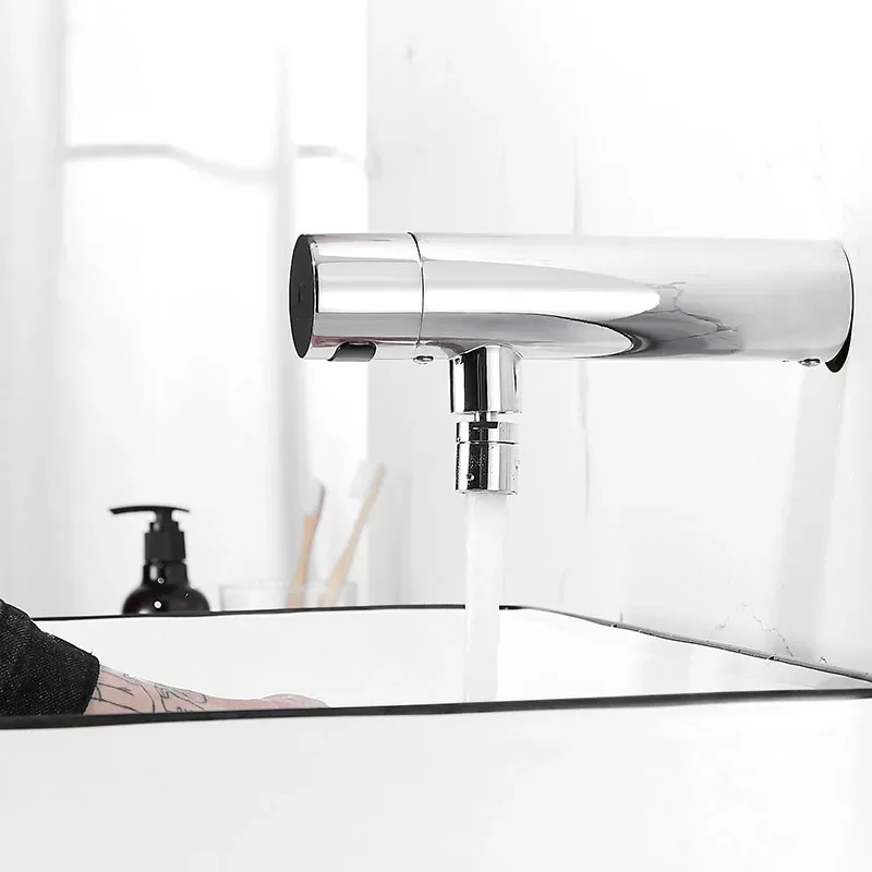 

Brass Bathroom Basin Tap Into Wall Smart Sensor Faucet Chrome Contact Free Sensor Faucet Cold Sink Faucet