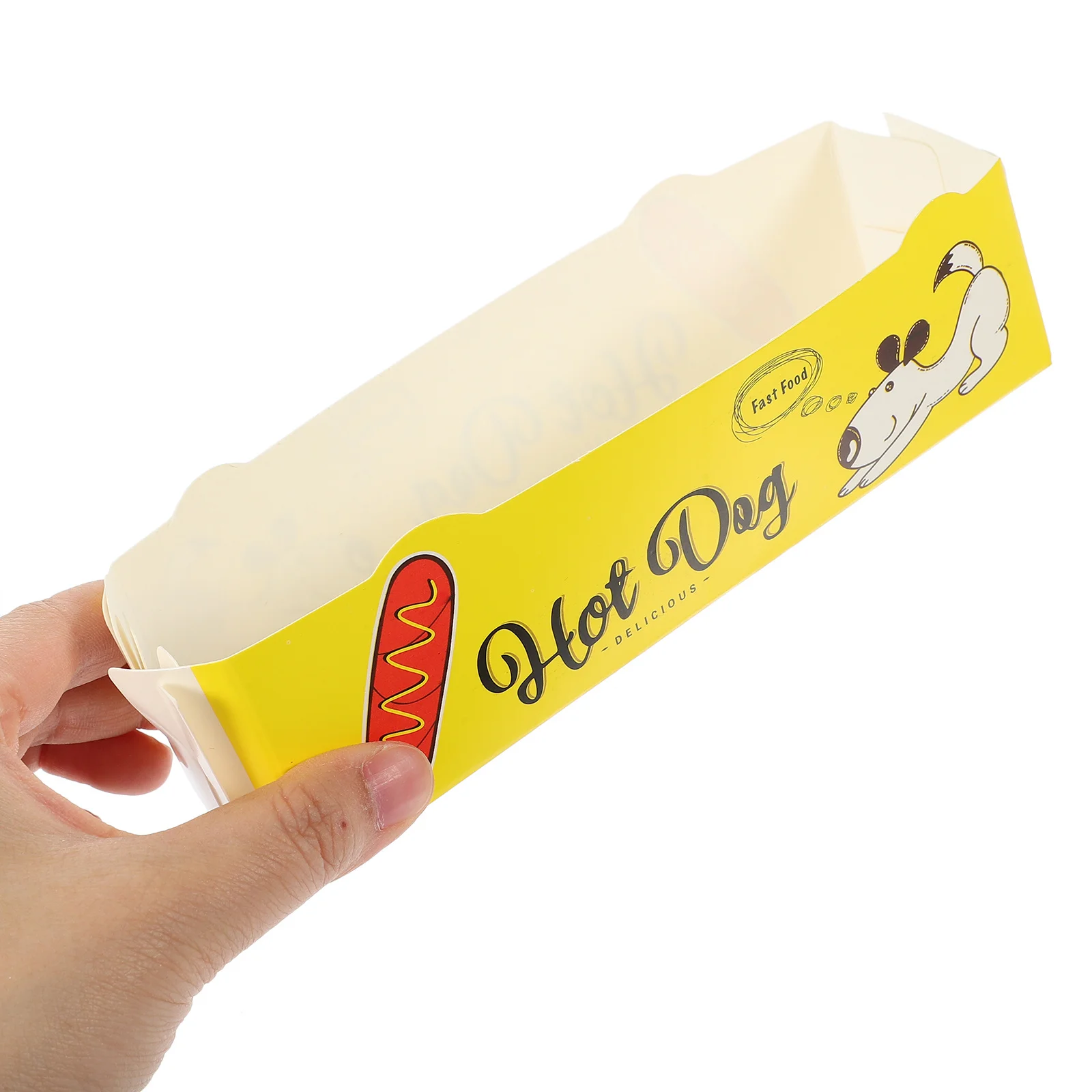 

Paper Food Serving Tray 50pcs Disposable Foldable Snack Open Box Coated Chicken Fries Hot Dog Packaging Eco Friendly Design