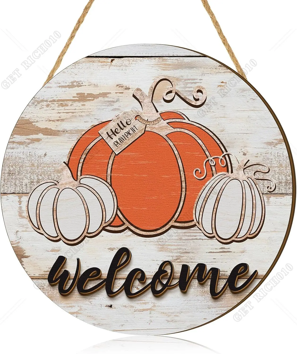 

Fall Welcome Sign for Front Door Hello Pumpkin Wood Sign Autumn Harvest Door Hanger Fall Farmhouse Pumpkin Decor Hanging