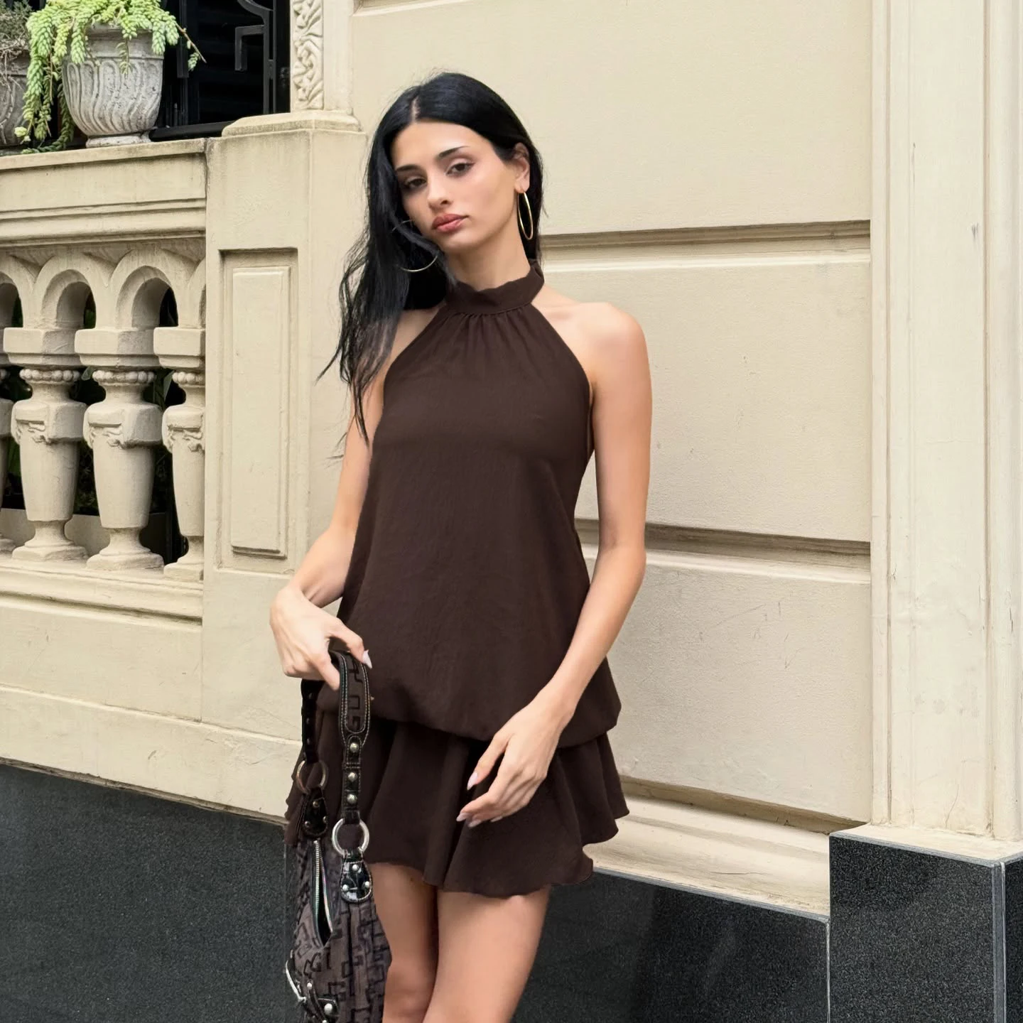 

Elegant Fashion Casual A-Line Dress Slim Solid Backless Bandage Sleeveless Mini Dresses For Women 2025 Summer Streetwear Ladies