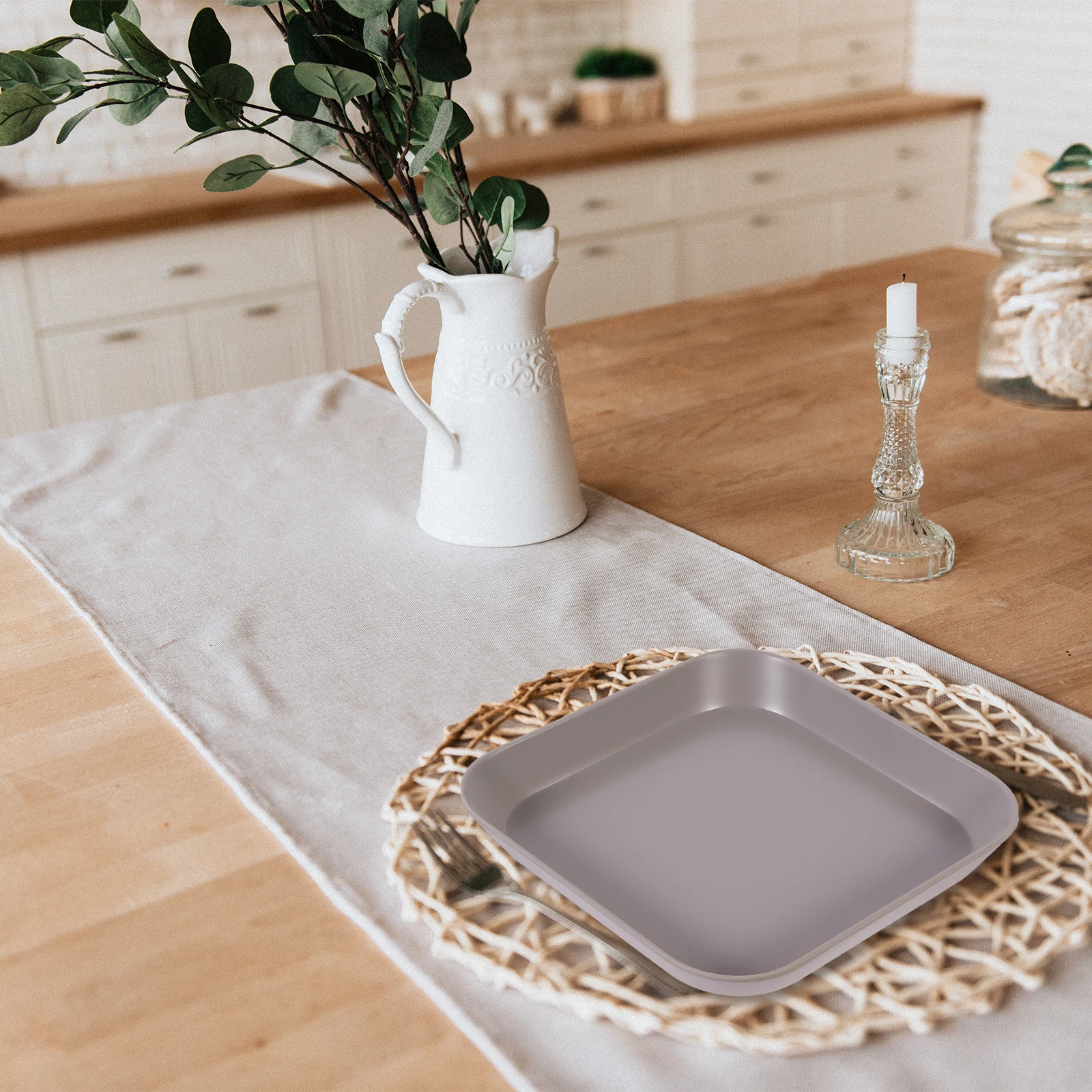 

2 Pcs Melamine Square Bone Dish Snacks Soup and Sandwich Plate Biscuit Salad Plates Office