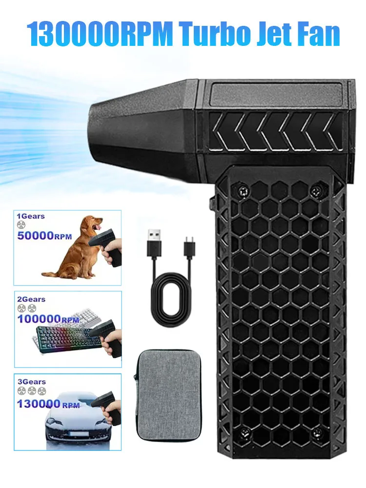 Ventilador Turbo Jet 200w 130000 Rpm Velocidade do Vento 52 m s Motor sem Escova Ventilador de Duto Portátil Ventilador Elétrico Ciclone Turbo de Alto Desempenho