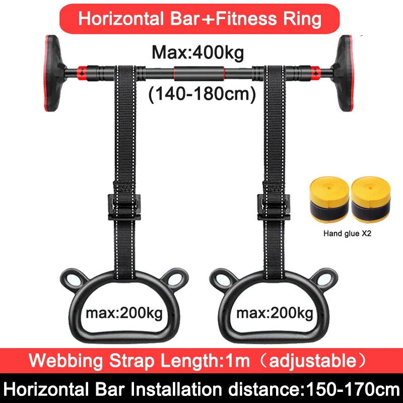 140-180cm Door Horizontal Bar Steel Adjustable Wall Sit Up Hammock  Fitness Ring Home Arm Training Sport Pull Up Equipment