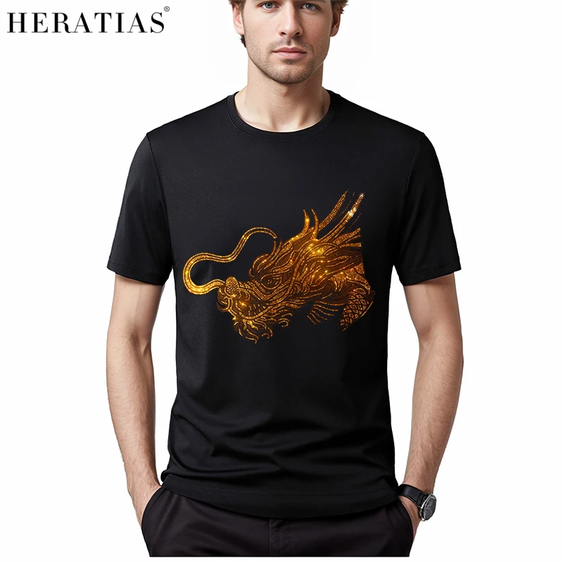 Comfortable and soft men's summer short-sleeved casual T-shirt iron drill dragon head drill figure T-shirt