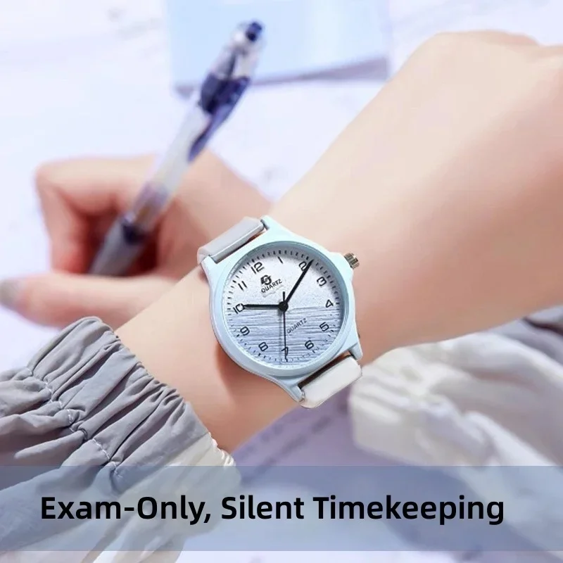 Gradient Color Design Jelly Style Alloy Case Silicone Band Pointer Fashionable Quartz Watch for Middle School Students Children