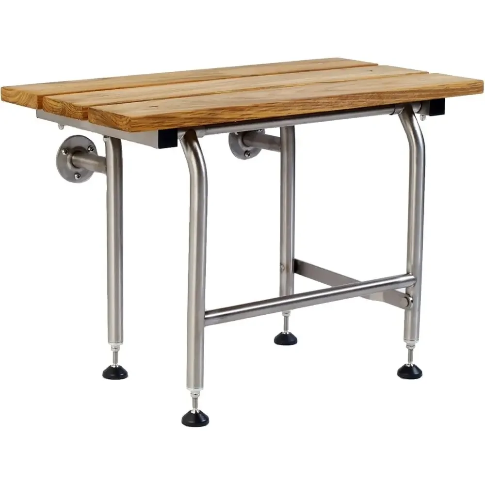 

Teak Shower Bench with Legs | olding Shower Chair or Elderly and Disabled | ADA olding Shower Seat Wall Mounted Holds Upto 400lb