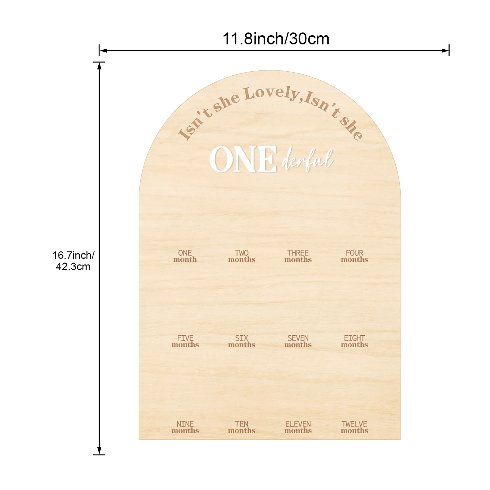 'Isn't She Lovely Isn't She Onederful' Wooden Photo Board – Wood Photo Sign with Acrylic First Birthday Milestone Display