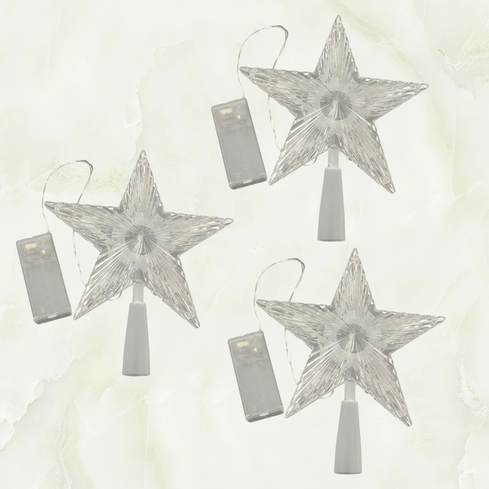 

3pcs Led Star Tree Topper Light Transparent Crystal Decoration Lamp Colorful Ornament For Christmas Home Party Bar Hotel Use