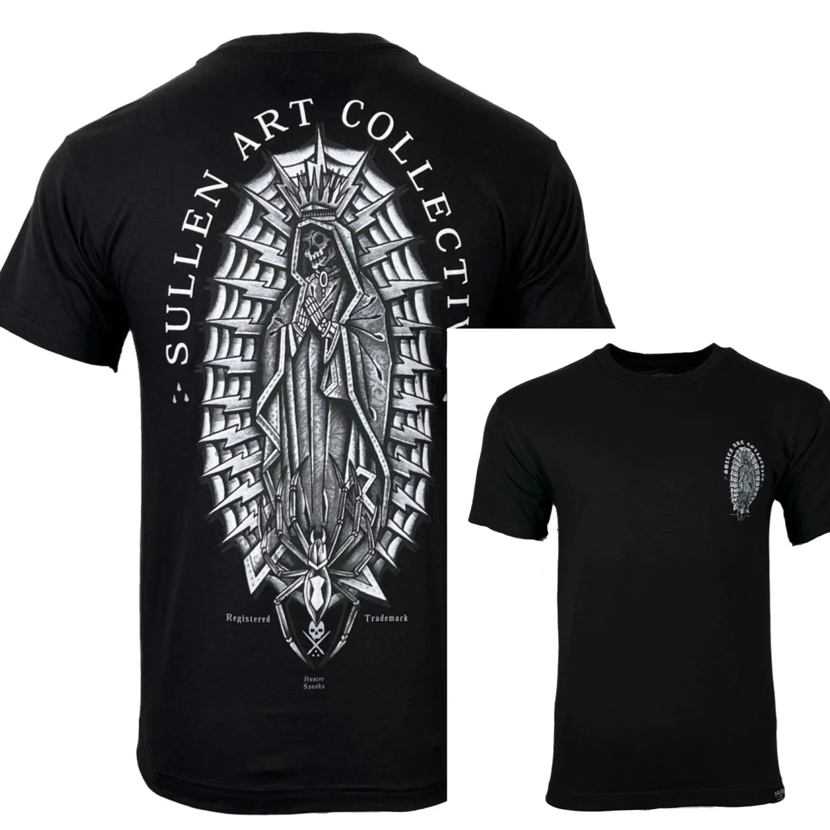 Sullen Men's Shirt HR SPANKS NIGHTMARE Jet Black Tattoo Skull Premium Quality High-end Luxury Unisex Style Both of Men and Women