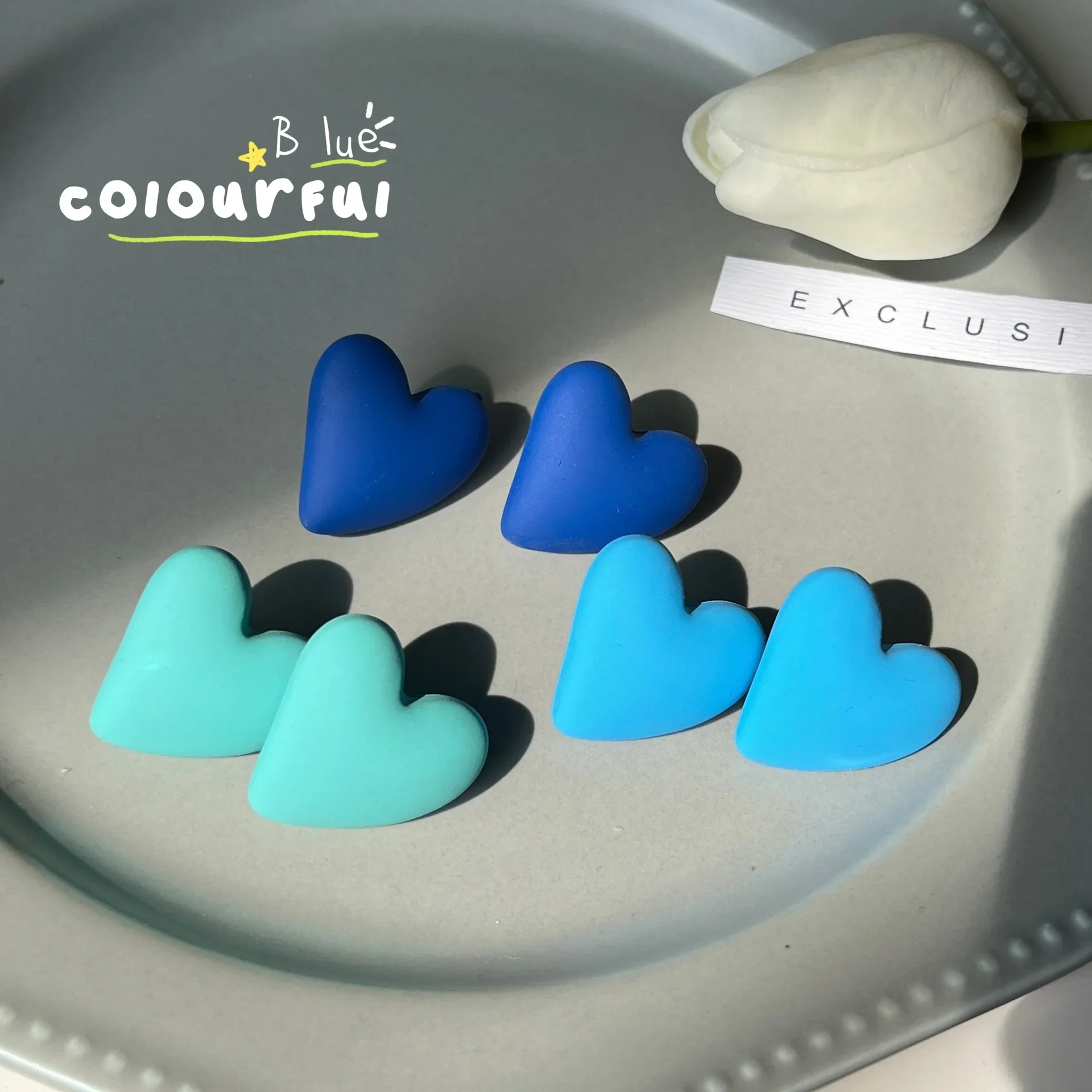 2024 New Fashion Acrylic Color Heart Stud Earrings Love Wedding Simple Cute Vintage Trend Party Jewelry Gift